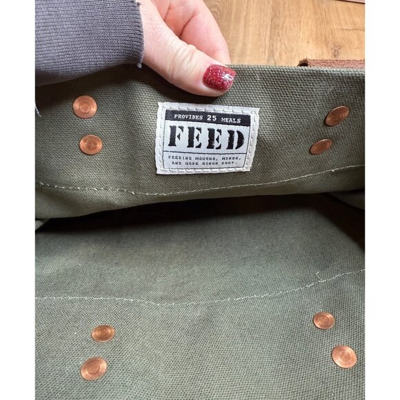 Feed Projects Canvas Market Tote Bag With Leather Handles - Picture 6 of 8